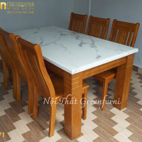 Bộ bàn ăn mặt đá Marble cao cấp GR071 6 GR071 2