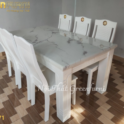 Bộ bàn ăn mặt đá Marble cao cấp GR071 9 GR071