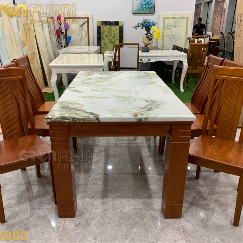 Bộ bàn ăn mặt đá Marble cao cấp GR083 11 GR083