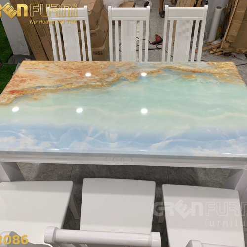Bộ bàn ăn mặt đá Marble cao cấp GR086 9 GR086