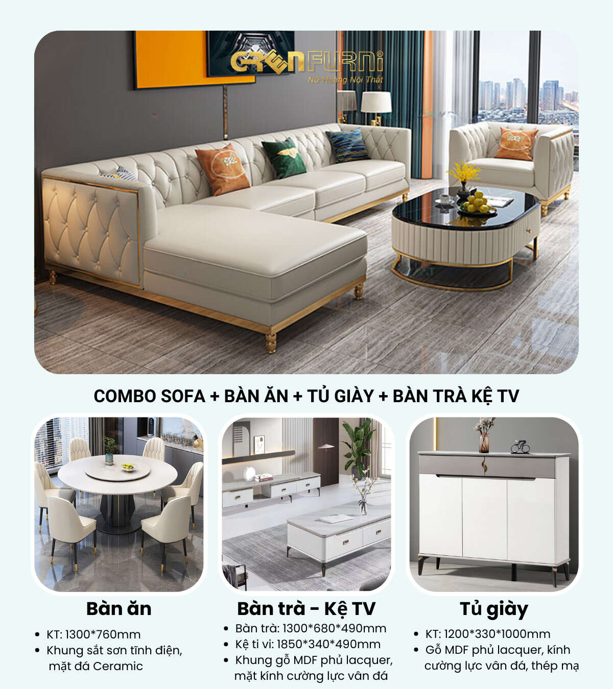 combo nội thất chung cư 1 phòng ngủ greenfurni