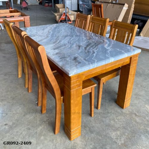 Bộ bàn ăn đá Marble nhập khẩu nội thất Greenfurni GR092-2409 3 ban an da marble nhap khau