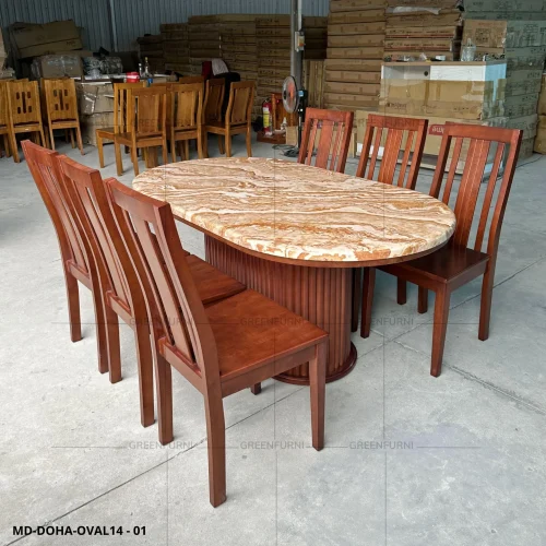 Bộ bàn đá Oval nguyên khối nhập khẩu nội thất Greenfurni GVM14-2411 7 ban an mat da