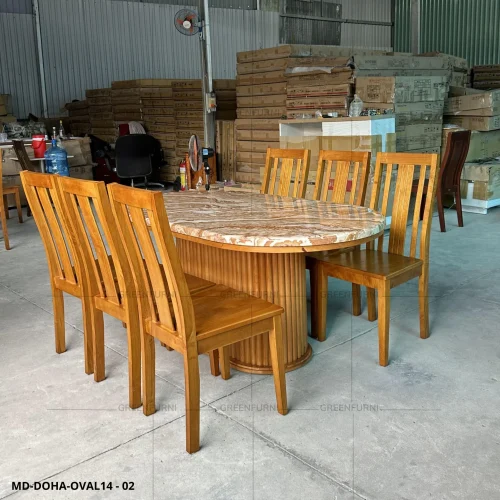 Bộ bàn đá Oval nguyên khối nhập khẩu nội thất Greenfurni GVM14-2411 10 ban an da noi that greenfurni