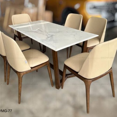 Bộ bàn ăn Concorde đá cẩm thạch cao cấp nội thất Greenfurni VMG-77 7 bo ban an concorde da cam thach