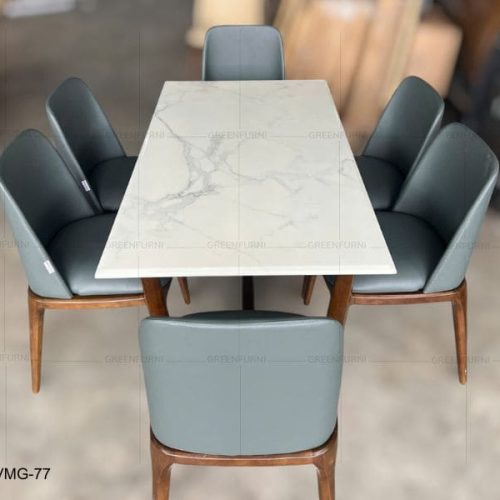 Bộ bàn ăn Concorde đá cẩm thạch cao cấp nội thất Greenfurni VMG-77 8 bo ban an mat da noi that greenfurni
