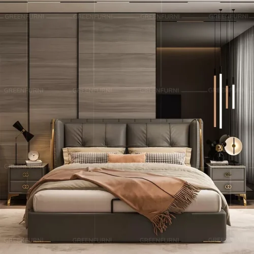 Giường Ngủ Bọc Nệm Da Cao Cấp Phong Cách Bắc Âu Nội Thất Greenfurni EGR-129