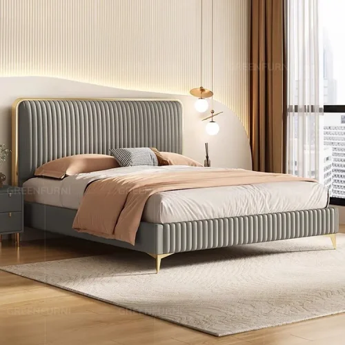 Giường Ngủ Thiết Kế Xếp Ly Bọc Da Cao Cấp Nội Thất Greenfurni EGR-124