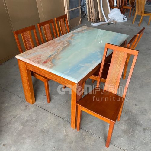 Bộ bàn ăn mặt đá Marble nguyên khối REQUAT GR086 8 Bo-ban-an-mat-da-Marble-nguyen-khoi-REQUAT
