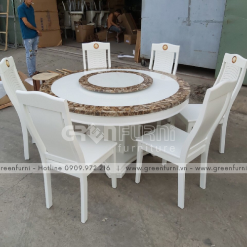 Bộ bàn ăn tròn mặt đá nguyên khối DOHA – SINTRA 6 Bo-ban-an-tron-mat-da-DOHA–SINTRA- noi-that-greenfurni