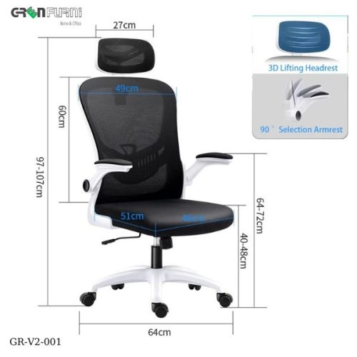 Ghế xoay văn phòng công thái học GR-V2-001 11 Ghe xoay van phong cong thai hoc GR V2 001