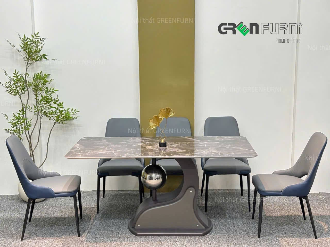 Bộ Bàn Ăn Mặt Đá Cẩm Thạch Cao Cấp GR-C1126 9 Bộ Bàn Ăn Mặt Đá Cẩm Thạch