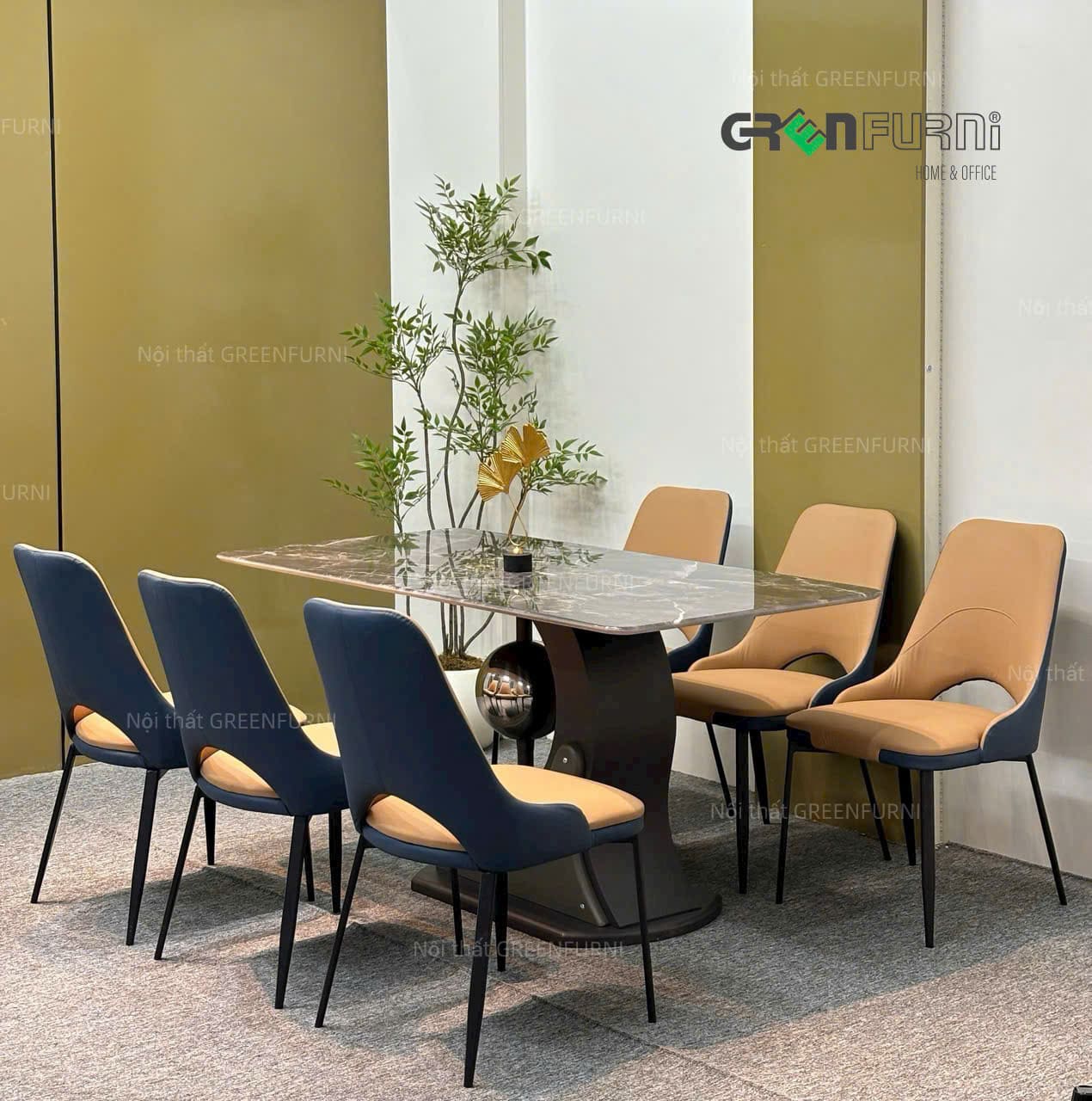 Bộ Bàn Ăn Mặt Đá Cẩm Thạch Cao Cấp GR-C1126 8 Bộ Bàn Ăn Mặt Đá Cẩm Thạch Cao Cấp GR-C1126