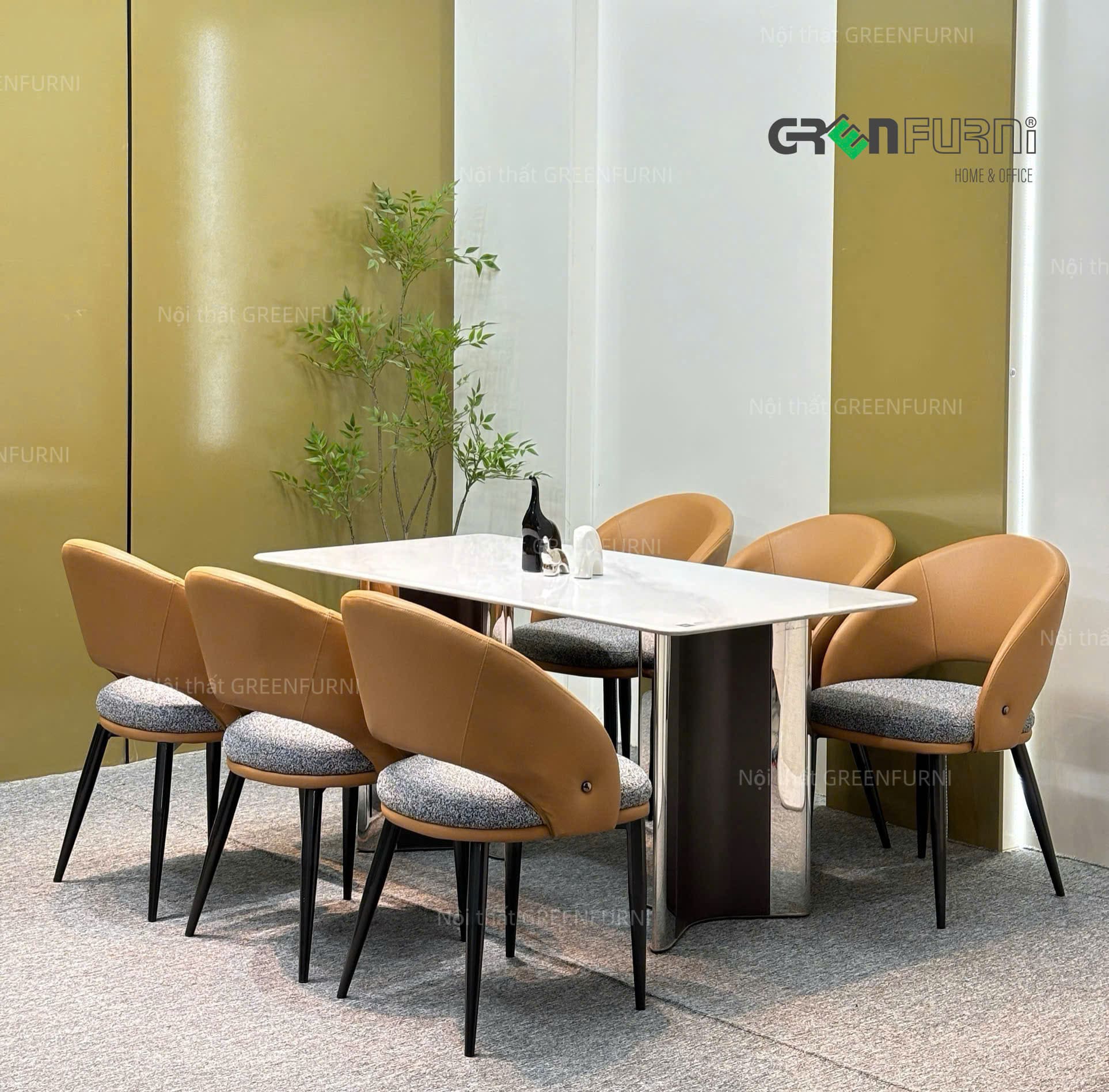 Bộ Bàn Ăn Mặt Đá Vi Tinh Thể Hiện Đại GR-T130 8 Bộ Bàn Ăn Mặt Đá Vi Tinh Thể Hiện Đại GR-T130