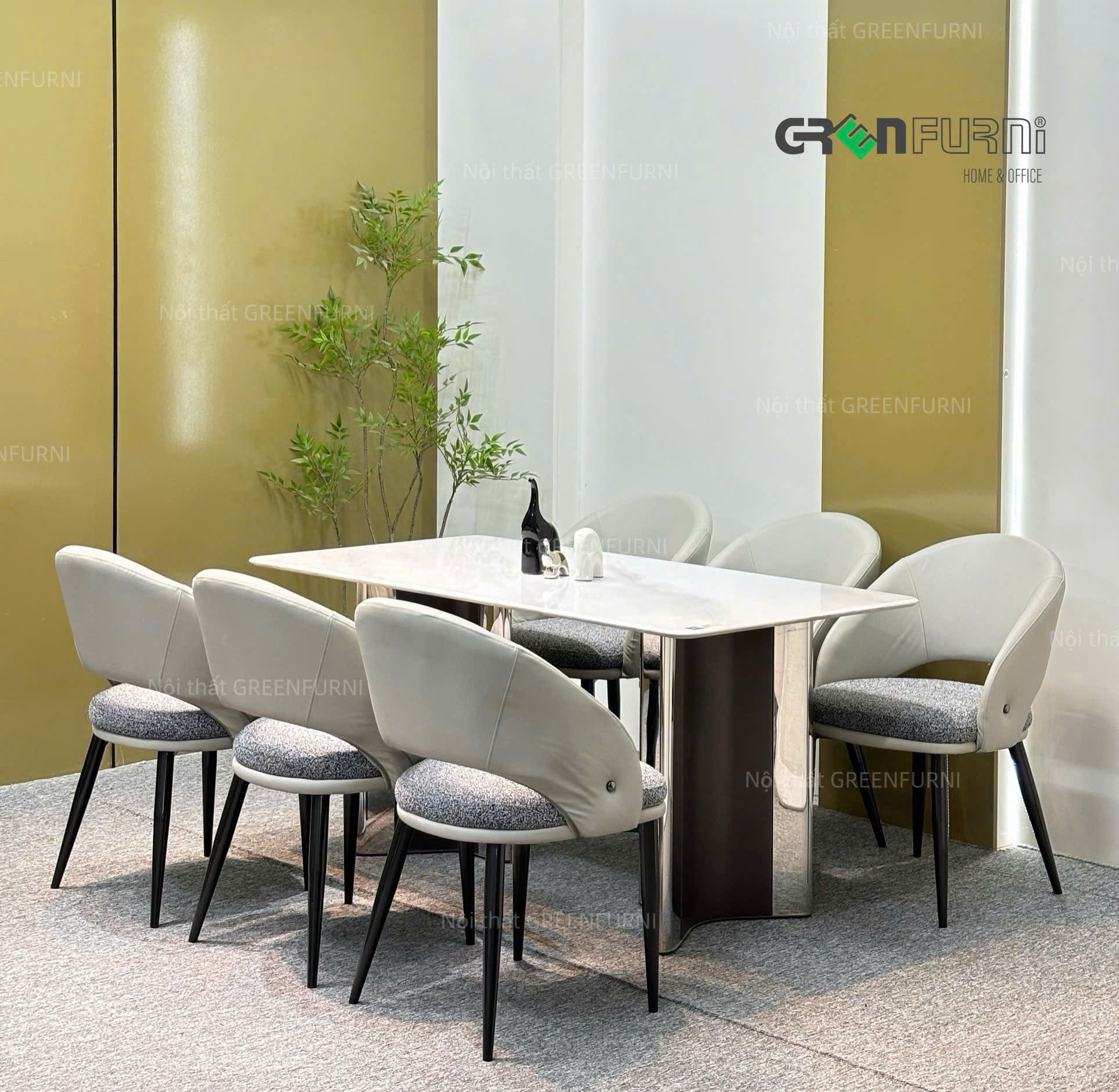 Bộ Bàn Ăn Mặt Đá Vi Tinh Thể Hiện Đại GR-T130 10 Bộ Bàn Ăn Mặt Đá Vi Tinh Thể Hiện Đại