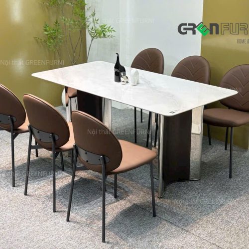Bộ Bàn Ăn Mặt Đá Vi Tinh Thể Hiện Đại GR-T130 6 Bộ Bàn Ăn Mặt Đá Vi Tinh Thể GR-T130