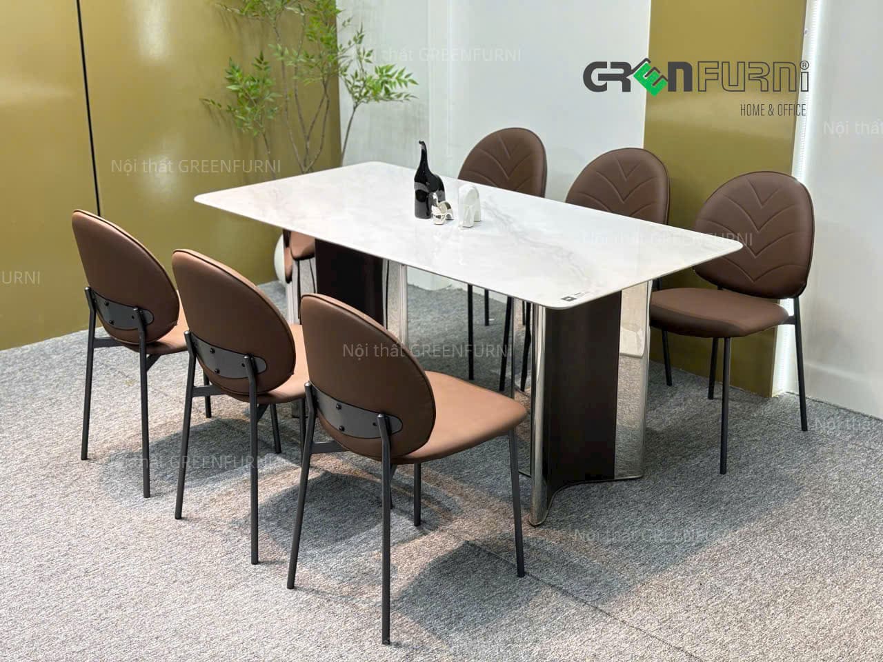 Bộ Bàn Ăn Mặt Đá Vi Tinh Thể Hiện Đại GR-T130 9 Bộ Bàn Ăn Mặt Đá Vi Tinh Thể GR-T130