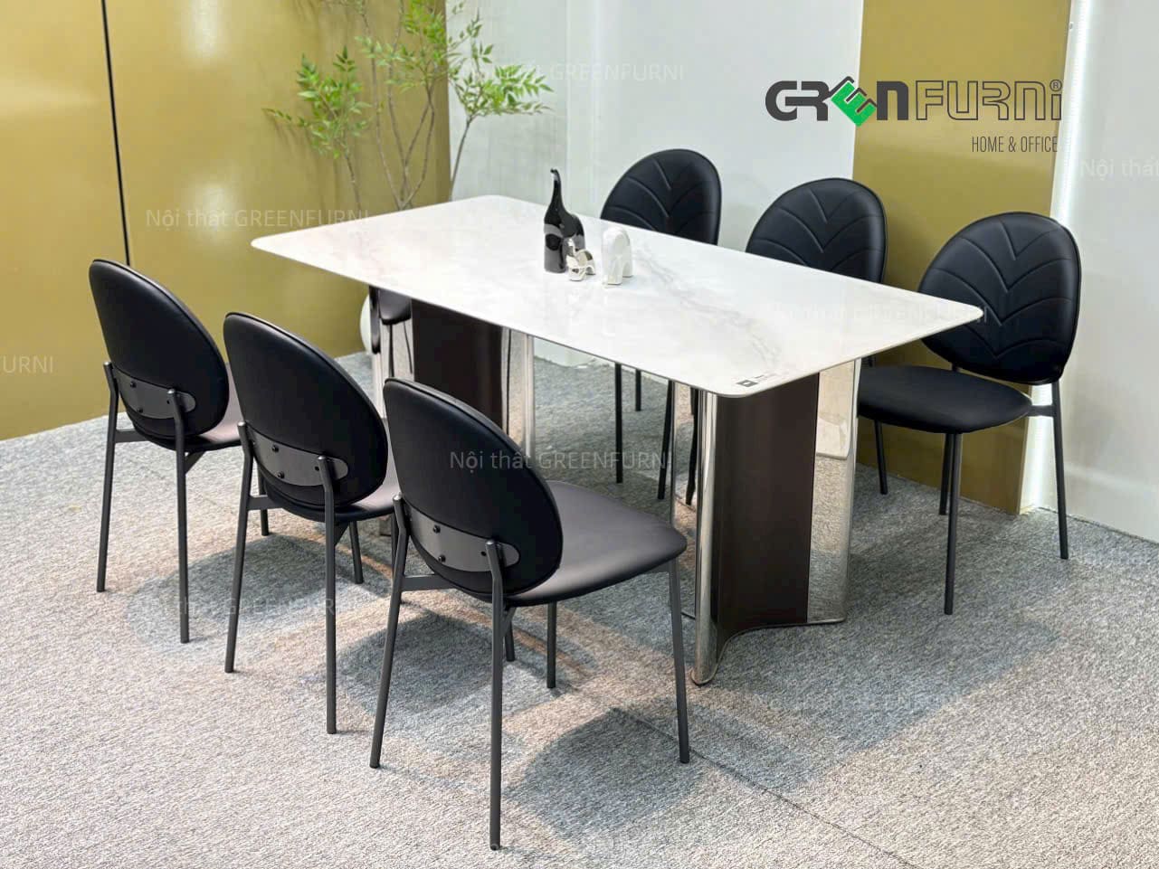 Bộ Bàn Ăn Mặt Đá Vi Tinh Thể Hiện Đại GR-T130 11 Bộ Bàn Ăn Mặt Đá Vi Tinh Hiện Đại GR-T130