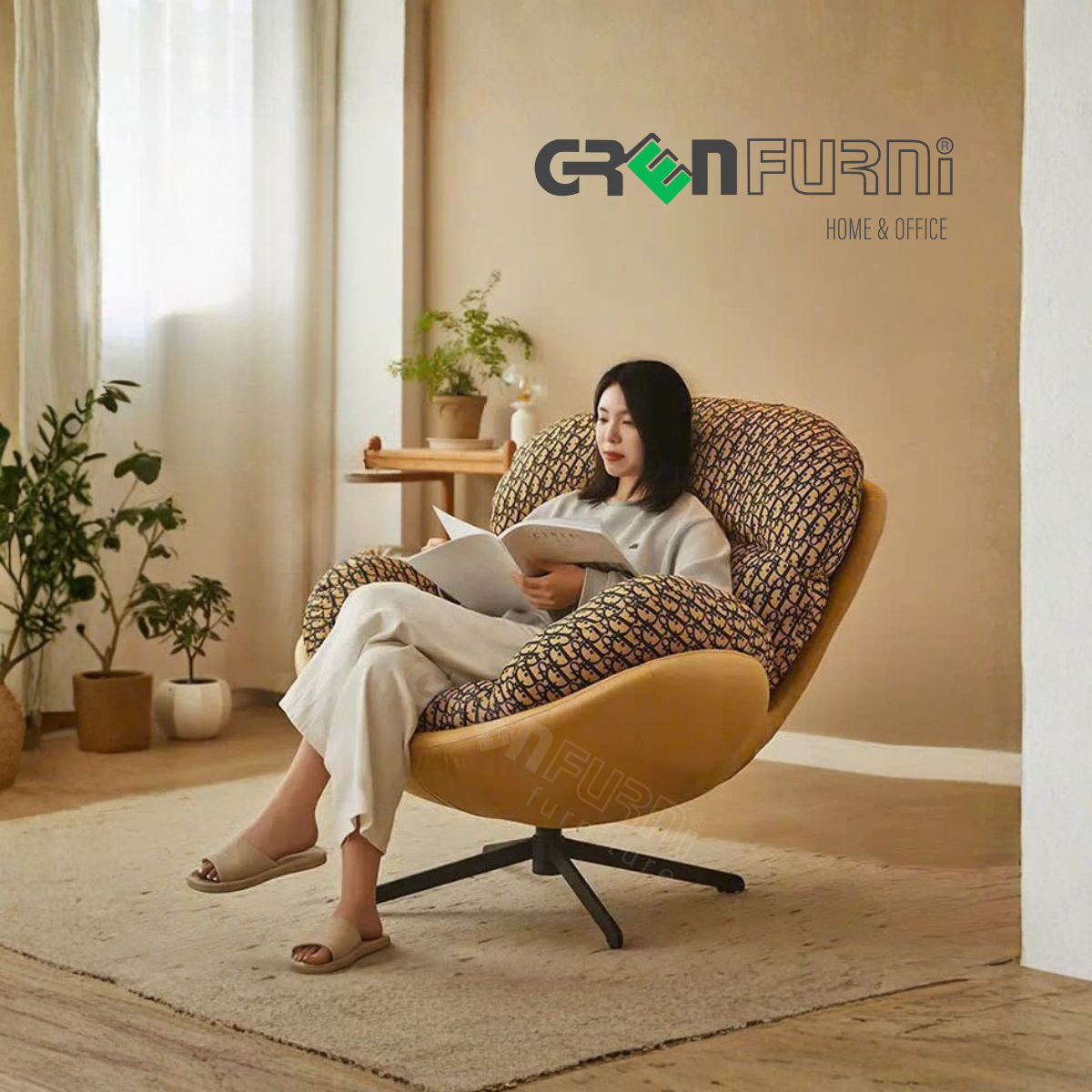 Ghế Lười To Chân Sắt Tĩnh Điện Greenfurni GR-TOFU03 1 Ghế Lười To