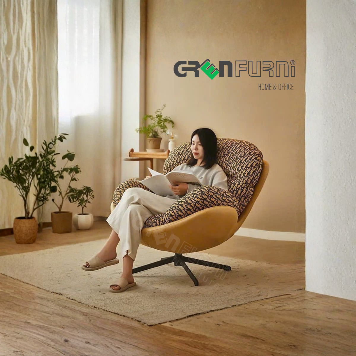 Ghế Lười To Chân Sắt Tĩnh Điện Greenfurni GR-TOFU03 9 2