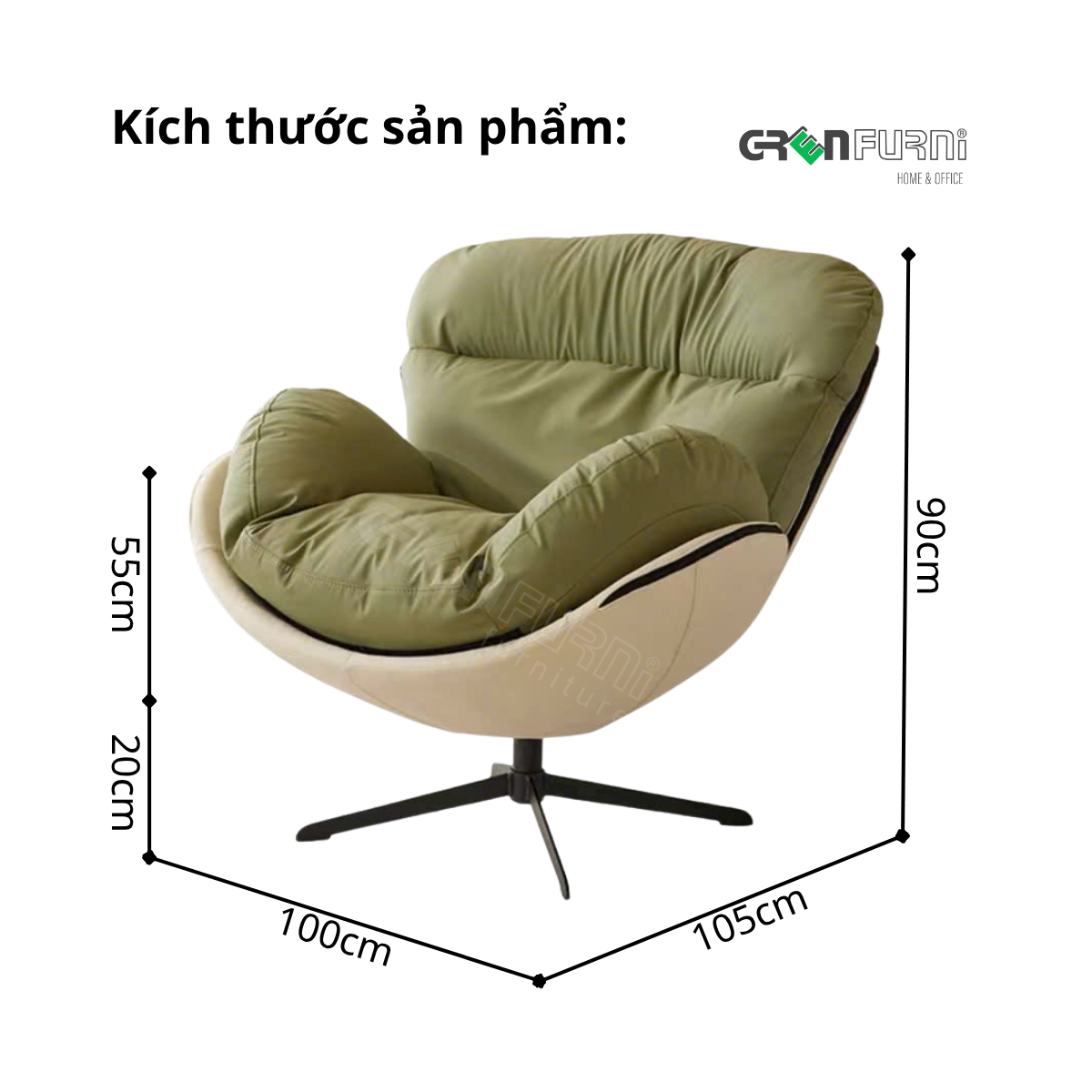 Ghế Lười To Chân Sắt Tĩnh Điện Greenfurni GR-TOFU03 19 5