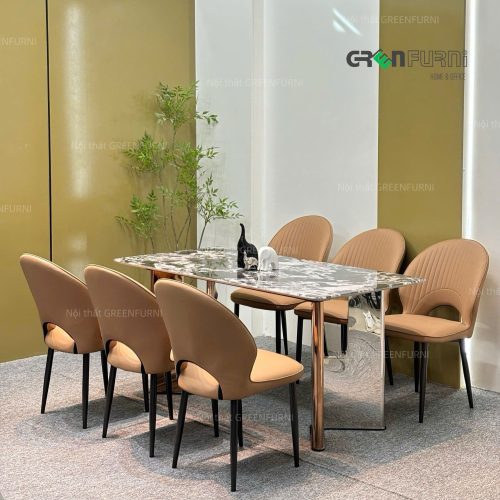 Bộ Bàn Ăn Mặt Đá Cẩm Thạch Hiện Đại VGR-T111 6 Bo-Ban-An-Mat-Da-Cam-Thach
