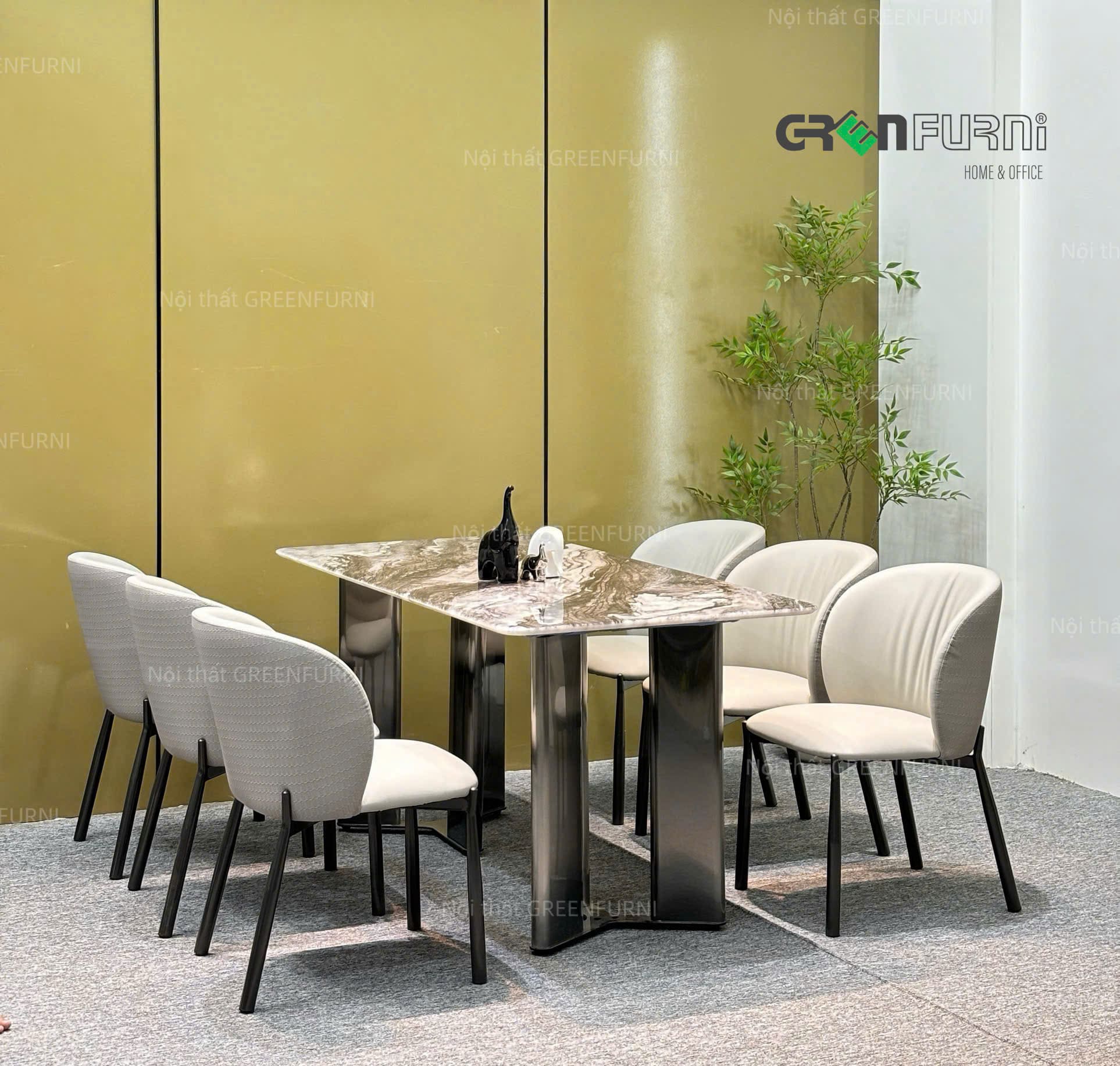 Bộ Bàn Ăn Mặt Đá Cẩm Thạch Hiện Đại VGR-T1101 9 bo ban an mat da VGR-T1101