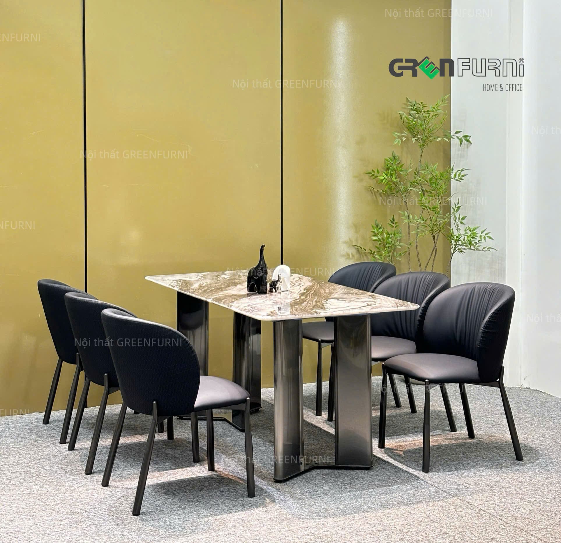 Bộ Bàn Ăn Mặt Đá Cẩm Thạch Hiện Đại VGR-T1101 10 bo ban an mat da