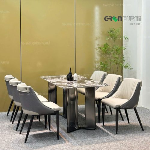 Bộ Bàn Ăn Mặt Đá Cẩm Thạch Hiện Đại VGR-T1101 7 bo ban an mat da noi that greenfurni