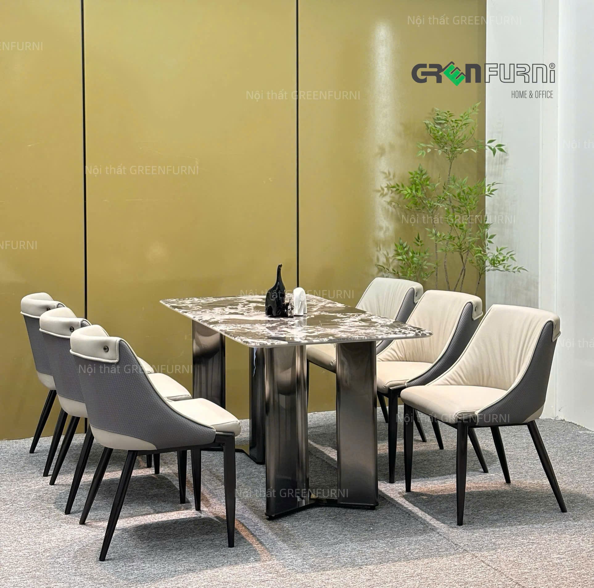 Bộ Bàn Ăn Mặt Đá Cẩm Thạch Hiện Đại VGR-T1101 8 bo ban an mat da noi that greenfurni