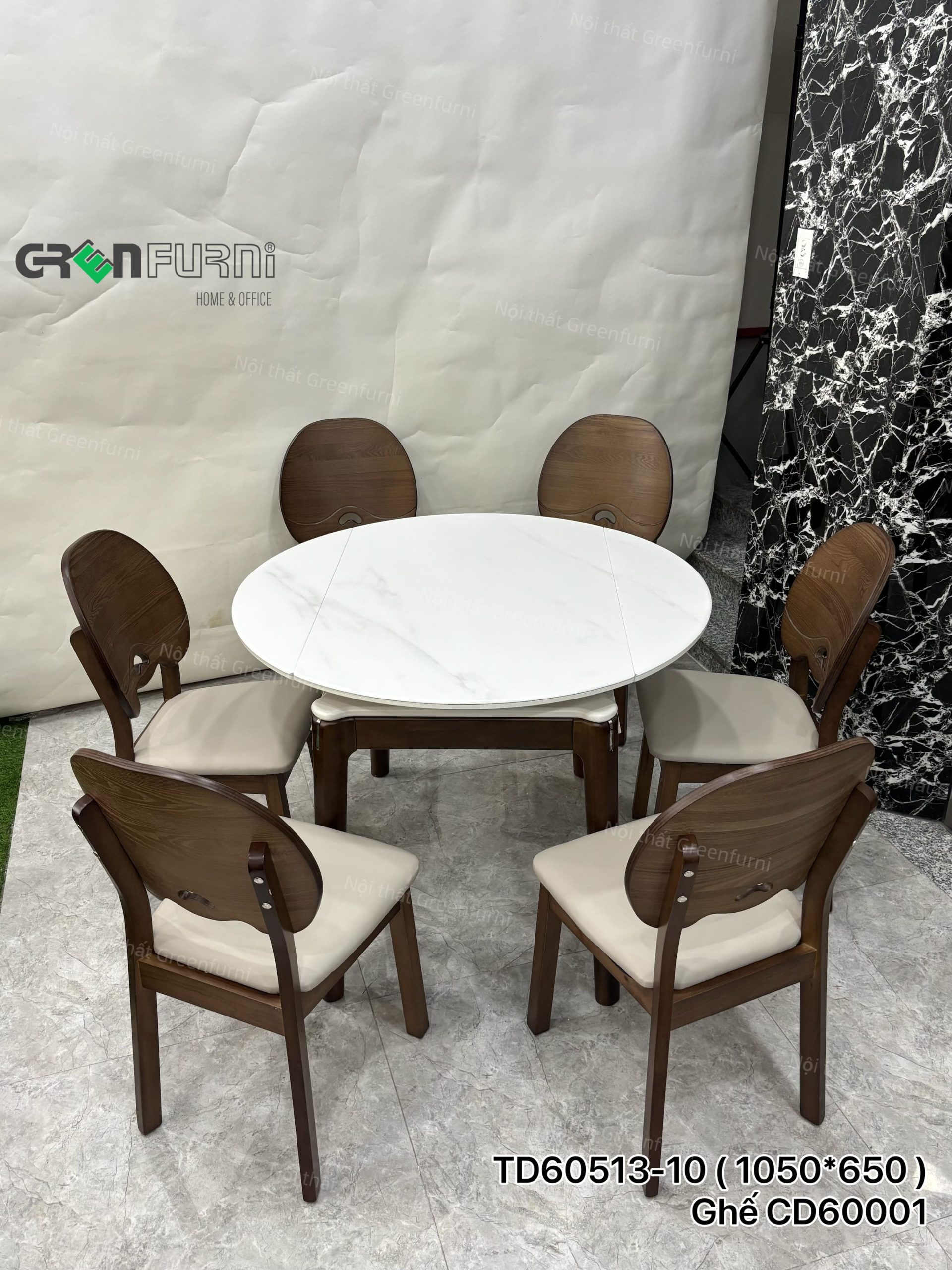 Bộ Bàn Ăn Tròn Mặt Đá Thông Minh GR513-2442 12 Bo-Ban-An-Tron-Mat-Da-Thong-Minh-GR513-2442