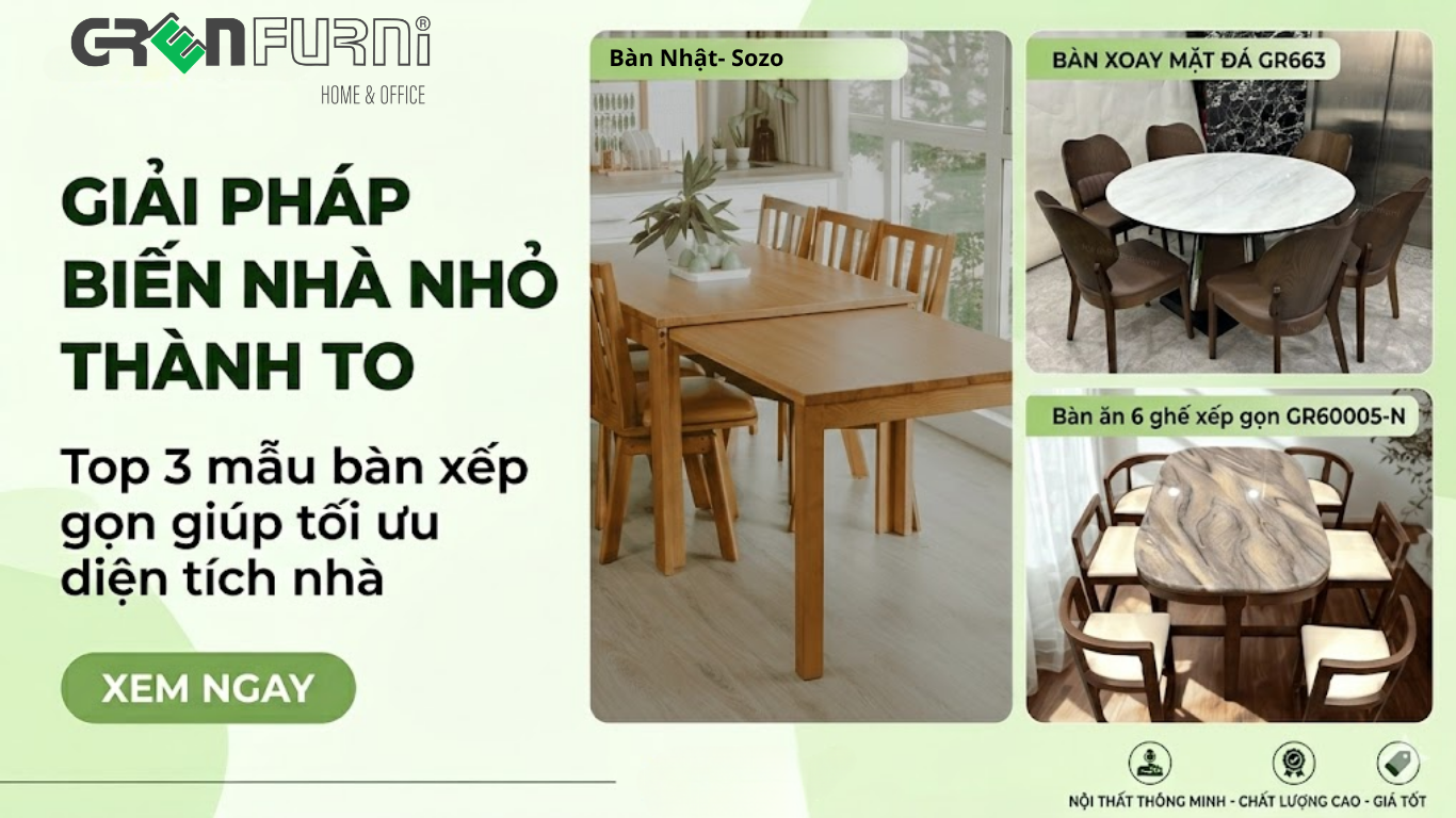 bàn xếp gọn giúp tối ưu diện tích nhà | Greenfurni