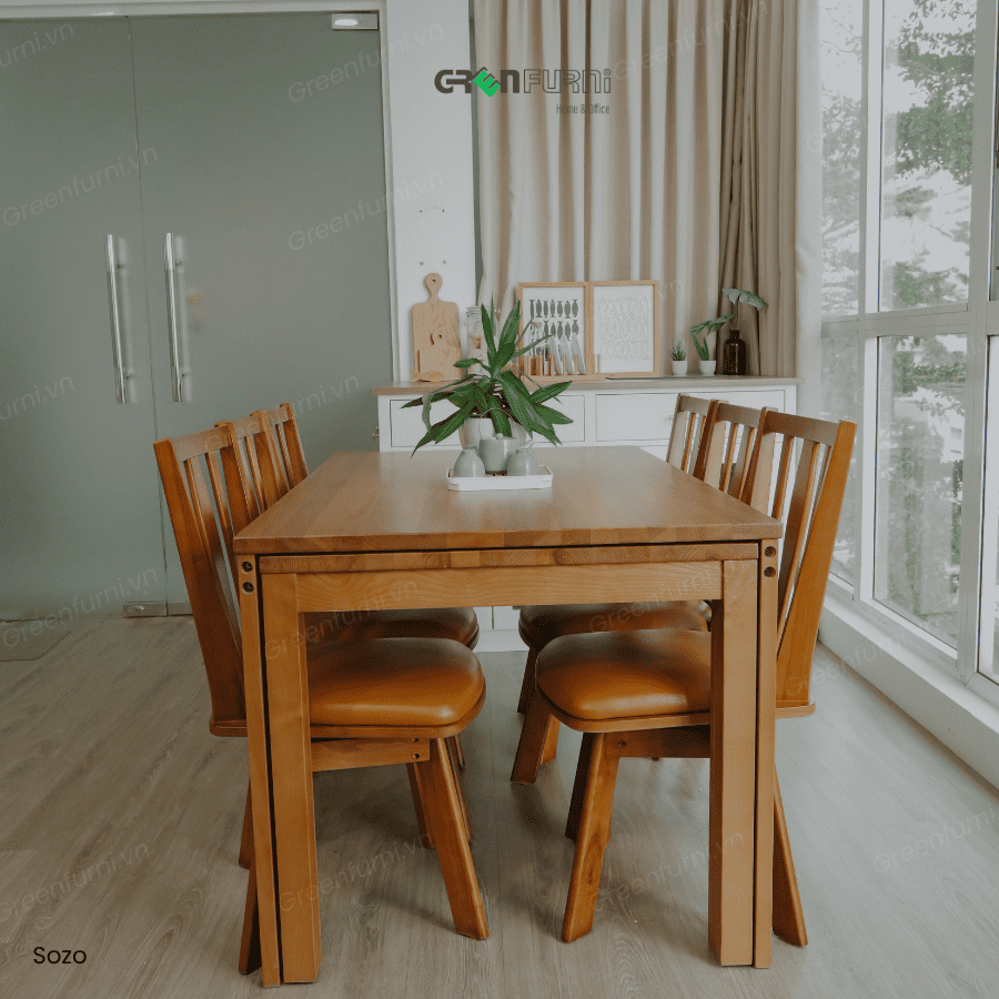 Có nên mua bàn ăn kéo dài không - Bộ bàn ăn Sozo xuất Nhật Greenfurni