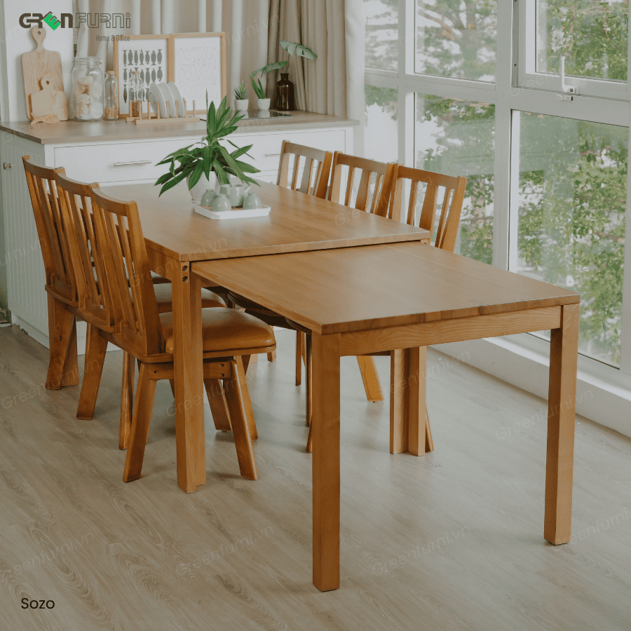 Có nên mua bàn ăn kéo dài không - Bộ bàn ăn Sozo xuất Nhật Greenfurni