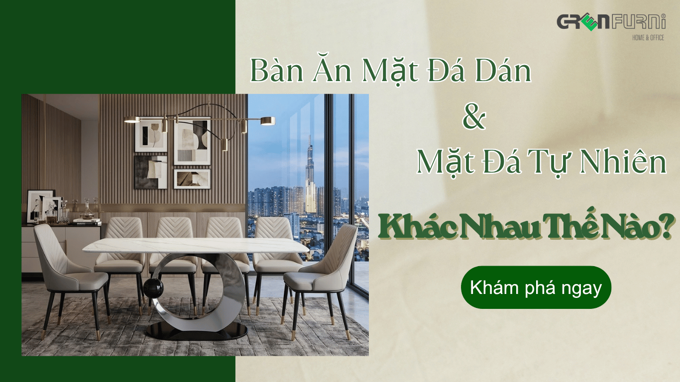 bàn ăn mặt đá dán và đá tự nhiên