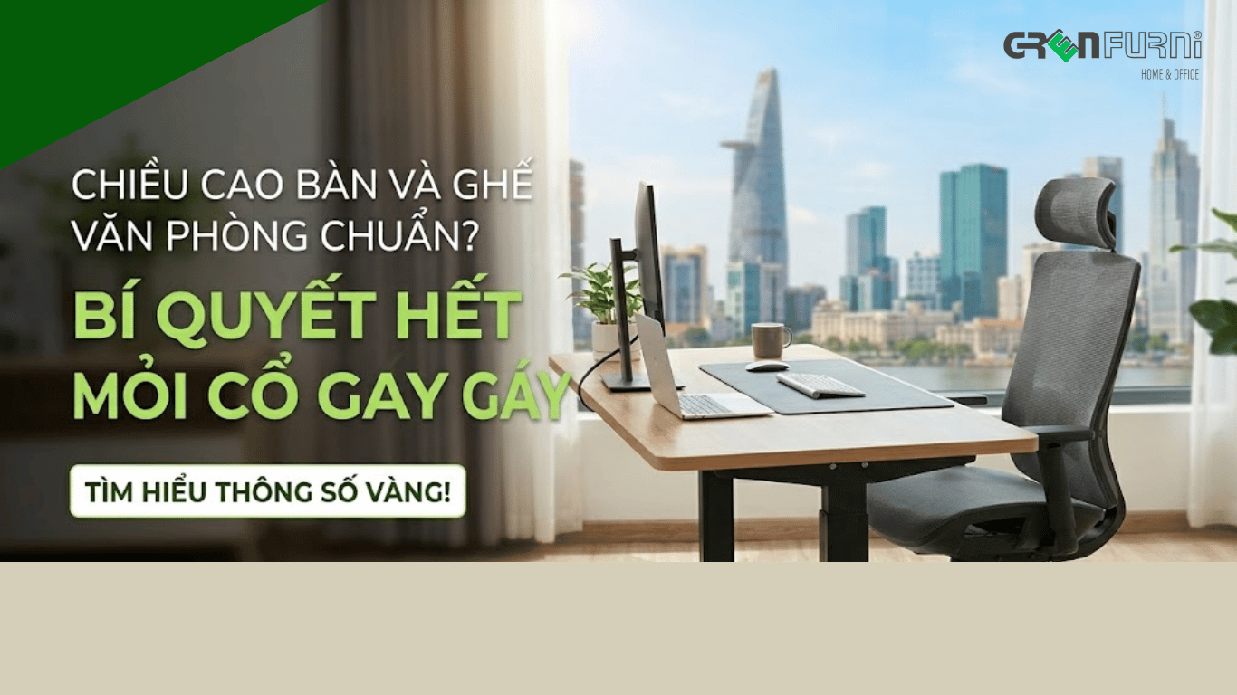 Chiều Cao Bàn Và Ghế Văn Phòng Chuẩn Là Bao Nhiêu Để Ngồi Không Bị Mỏi Cổ Vai Gáy?