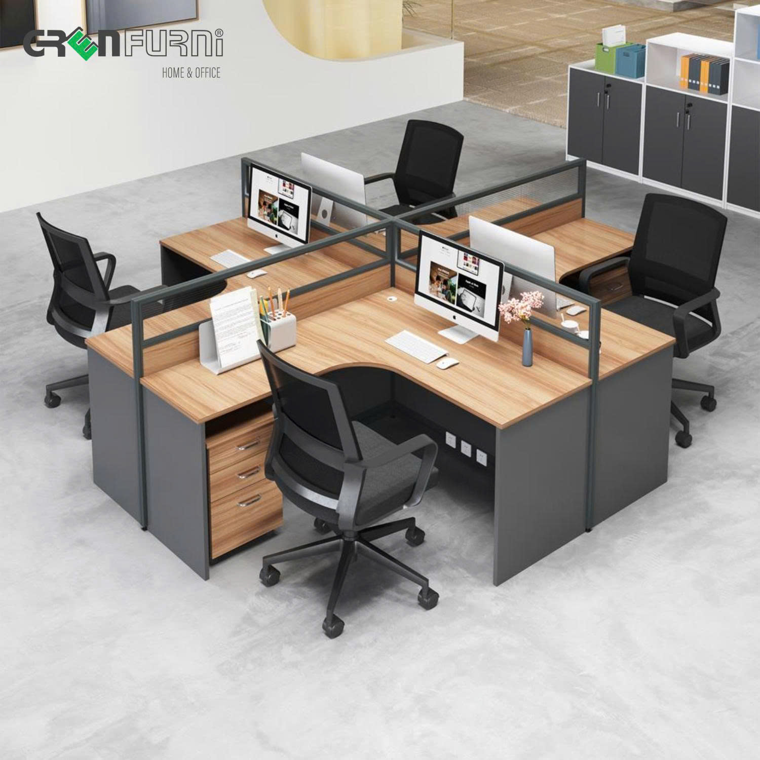 Nên Chọn Cụm Bàn Làm Việc Hay Bàn Đơn Cho Văn Phòng? Giải Pháp Tối Ưu Diện Tích & Chi Phí 2 cụm bàn làm việc.